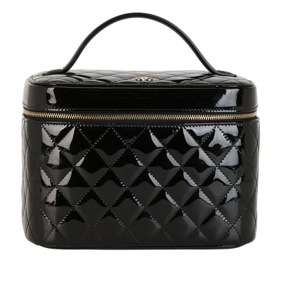 Chanel Top Handle Vanity, &pound;2,100, Accessories, Black, Patent Leather, Front view